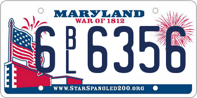 MD license plate 6BL6356