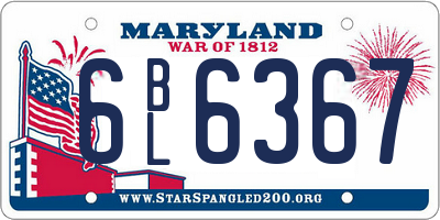 MD license plate 6BL6367