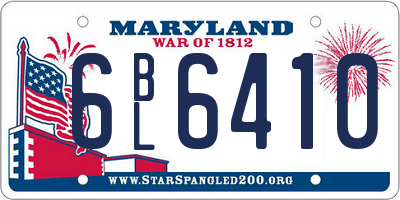 MD license plate 6BL6410