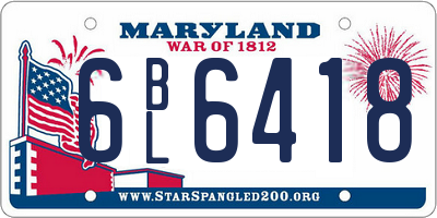 MD license plate 6BL6418