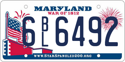 MD license plate 6BL6492
