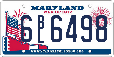 MD license plate 6BL6498