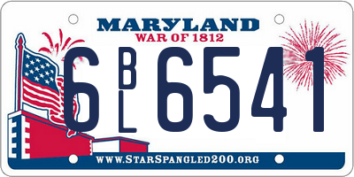 MD license plate 6BL6541