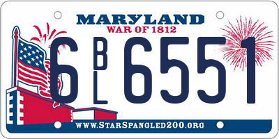 MD license plate 6BL6551