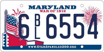 MD license plate 6BL6554