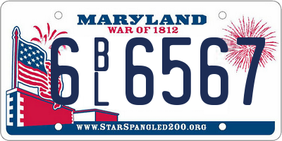 MD license plate 6BL6567