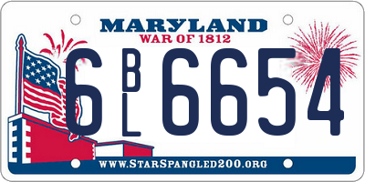 MD license plate 6BL6654