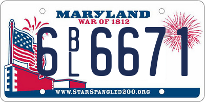MD license plate 6BL6671