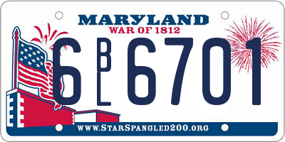 MD license plate 6BL6701
