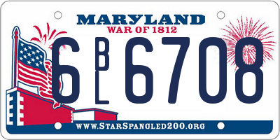 MD license plate 6BL6708