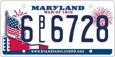 MD license plate 6BL6728