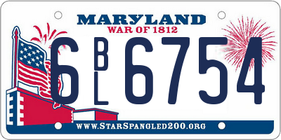 MD license plate 6BL6754