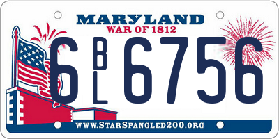 MD license plate 6BL6756
