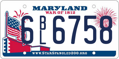 MD license plate 6BL6758