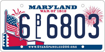 MD license plate 6BL6803