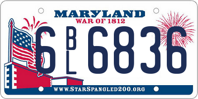 MD license plate 6BL6836