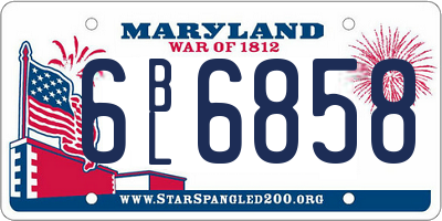 MD license plate 6BL6858