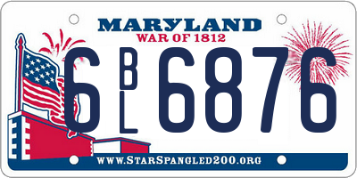 MD license plate 6BL6876