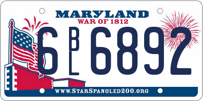 MD license plate 6BL6892
