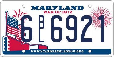 MD license plate 6BL6921