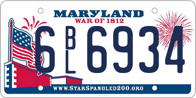 MD license plate 6BL6934