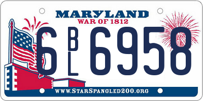 MD license plate 6BL6958