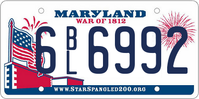 MD license plate 6BL6992