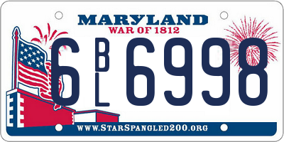MD license plate 6BL6998