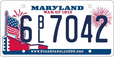 MD license plate 6BL7042