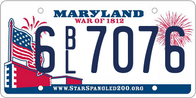 MD license plate 6BL7076