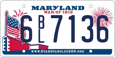 MD license plate 6BL7136