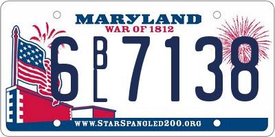 MD license plate 6BL7138