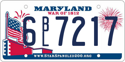 MD license plate 6BL7217