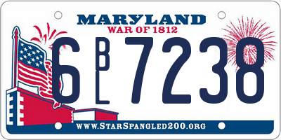 MD license plate 6BL7238