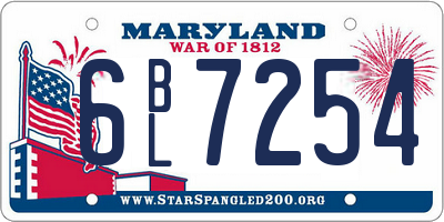 MD license plate 6BL7254