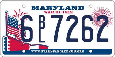 MD license plate 6BL7262