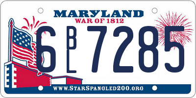 MD license plate 6BL7285