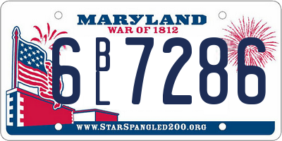 MD license plate 6BL7286