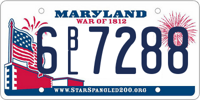 MD license plate 6BL7288