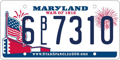 MD license plate 6BL7310