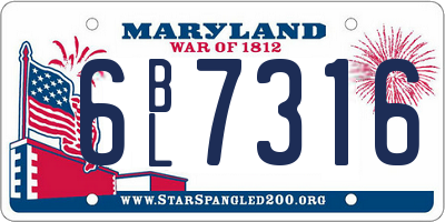MD license plate 6BL7316