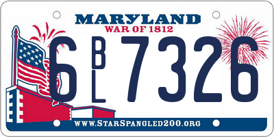 MD license plate 6BL7326