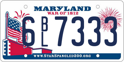 MD license plate 6BL7333