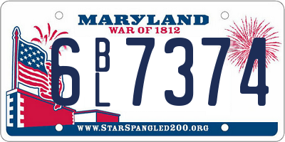 MD license plate 6BL7374