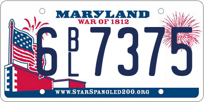 MD license plate 6BL7375