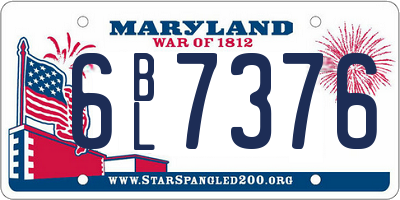 MD license plate 6BL7376