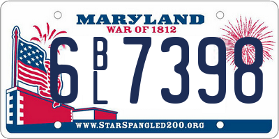 MD license plate 6BL7398
