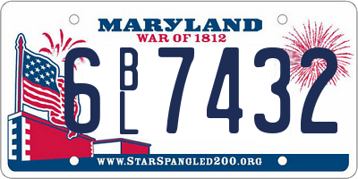MD license plate 6BL7432