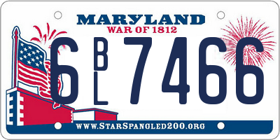 MD license plate 6BL7466
