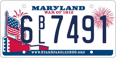 MD license plate 6BL7491